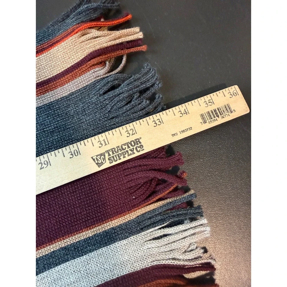 FRAAS Mens Scarf Multicolor Striped 100% Wool Fringed Winter Knit Preppy Rustic